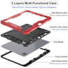 Shockproof Rugged Hybrid Armor Case with Kickstand for iPad Pro 11-inch (M4) - Red