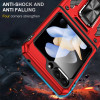 Military Grade Ring Grip Hybrid Case for Samsung Galaxy Z Flip 6 - Red