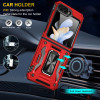 Military Grade Ring Grip Hybrid Case for Samsung Galaxy Z Flip 6 - Red
