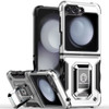Military Grade Shockproof Hybrid Armor Case with Ring Grip for Samsung Galaxy Z Flip 6 - Silver