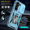 Military Grade Ring Holder Case with Camera Lens Cover for Samsung Galaxy Z Fold 6 - Light Blue