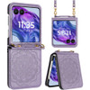 Mandala Flower Leather Protective Cover with Strap for Motorola Razr 2024 - Purple