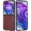 Alligator Skin Texture Leather Protective Cover for Motorola Razr Plus 2024 - Brown