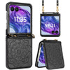 Mandala Flower Leather Protective Cover with Strap for Motorola Razr Plus 2024 - Black