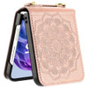 Mandala Flower Leather Protective Cover with Strap for Motorola Razr Plus 2024 - Rose Gold