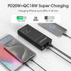 20000mAh 20W PD Power Delivery + 22.5W Quick Charge Fast Charging High-Capacity Power Bank Battery Charger - Black