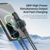 20W USB-C PD Power Delivery + 18W USB-A Quick Charge 3.0 Car Charger - Black