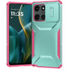 Combat Tough Series Hybrid Case with Camera Lens Cover for Motorola Moto G Stylus 2025 - Teal Hot Pink