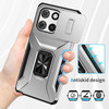 Combat Tough Series Ring Holder Case with Camera Lens Cover for Motorola Moto G Stylus 2025 - Silver