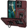 Military Grade Hybrid Case with Ring Grip and Camera Lens Protector for Motorola Moto G Stylus 2025 - Burgundy
