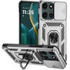Military Grade Hybrid Case with Ring Grip and Camera Lens Protector for Motorola Moto G Stylus 2025 - Silver