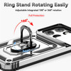 Military Grade Hybrid Case with Ring Grip and Camera Lens Protector for Motorola Moto G Stylus 2025 - Silver