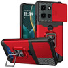 Military Grade All-In-One Ring Stand Card Case for Motorola Moto G Stylus 2025 - Red