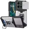 Military Grade All-In-One Ring Stand Card Case for Motorola Moto G Stylus 2025 - Silver