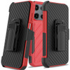 Military Grade Noble Hybrid Armor Case with Belt Clip Holster for Motorola Moto G Stylus 2025 - Red