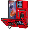 Military Grade Hybrid Case with Ring Grip and Camera Lens Protector for Motorola Moto G 2025 - Red