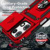 Military Grade Hybrid Case with Ring Grip and Camera Lens Protector for Motorola Moto G 2025 - Red