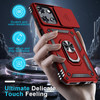 Military Grade Hybrid Case with Ring Grip and Camera Lens Protector for Motorola Moto G 2025 - Red