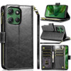 Leather Wallet Case with Zipper Pocket for Motorola Moto G Power 2025 - Black