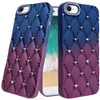 Floral Joy Diamond Crystal TPU Case for iPhone 16e - Dark Blue Burgundy