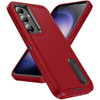 Military Grade Certified TUFF Hybrid Armor Case with Kickstand for Samsung Galaxy S25 - Red