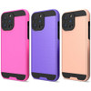 VALUE 3-PACK Brushed Metal Textured Hybrid Armor Case for iPhone 15 Pro Max - Hot Pink Purple Rose Gold