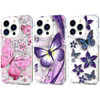 VALUE 3-PACK Butterfly Series Dual Layer Transparent Hybrid Case for iPhone 15 Pro