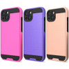 VALUE 3-PACK Brushed Metal Textured Hybrid Armor Case for iPhone 15 - Hot Pink Purple Rose Gold
