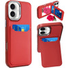 Flap Leather Wallet Fusion Case for iPhone 16 - Red