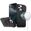 Military Grade MagSafe Case with Ring Holder Kickstand and Privacy Camera Lens Cover for iPhone 16 Pro Max - Black