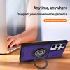 Optics Armor Hybrid Case with Rotating Ring Stand and Privacy Camera Lens Cover for Samsung Galaxy S25 Ultra - Purple