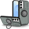 Optics Armor Hybrid Case with Rotating Ring Stand and Privacy Camera Lens Cover for Samsung Galaxy S25 Plus - Grey