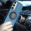 Optics Armor Hybrid Case with Rotating Ring Stand and Privacy Camera Lens Cover for Samsung Galaxy S25 Plus - Light Blue