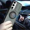 Optics Armor Hybrid Case with Rotating Ring Stand and Privacy Camera Lens Cover for Samsung Galaxy S25 - Grey
