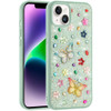 Butterfly Ornaments Diamond Hybrid Case for iPhone 14 / iPhone 13 - Teal