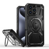 Military Grade MagSafe Hybrid Armor Case with Rotating Kickstand for iPhone 16 Pro Max - Black