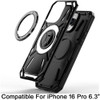 Military Grade MagSafe Hybrid Armor Case with Rotating Kickstand for iPhone 16 Pro - Black