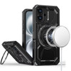 Military Grade MagSafe Hybrid Armor Case with Rotating Kickstand for iPhone 16 - Black