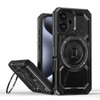 Military Grade MagSafe Hybrid Armor Case with Rotating Kickstand for iPhone 16 - Black