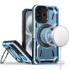 Military Grade MagSafe Hybrid Armor Case with Rotating Kickstand for iPhone 16 Plus - Blue
