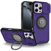 Optics Armor Hybrid Case with Rotating Ring Stand and Privacy Camera Lens Cover for iPhone 16 Pro Max - Purple