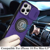 Optics Armor Hybrid Case with Rotating Ring Stand and Privacy Camera Lens Cover for iPhone 16 Pro Max - Purple