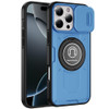 Optics Armor Hybrid Case with Rotating Ring Stand and Privacy Camera Lens Cover for iPhone 16 Pro Max - Light Blue
