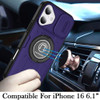 Optics Armor Hybrid Case with Rotating Ring Stand and Privacy Camera Lens Cover for iPhone 16 - Purple