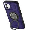 Optics Armor Hybrid Case with Rotating Ring Stand and Privacy Camera Lens Cover for iPhone 16 Plus - Purple