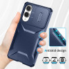 Combat Tough Series Hybrid Case with Camera Lens Cover for Samsung Galaxy S25 Edge - Blue