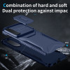 Combat Tough Series Hybrid Case with Camera Lens Cover for Samsung Galaxy S25 Edge - Blue