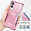 Combat Tough Series Hybrid Case with Camera Lens Cover for Samsung Galaxy S25 Edge - Pink Burgundy