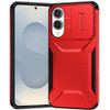 Combat Tough Series Hybrid Case with Camera Lens Cover for Samsung Galaxy S25 Edge - Red