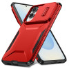 Combat Tough Series Hybrid Case with Camera Lens Cover for Samsung Galaxy S25 Edge - Red